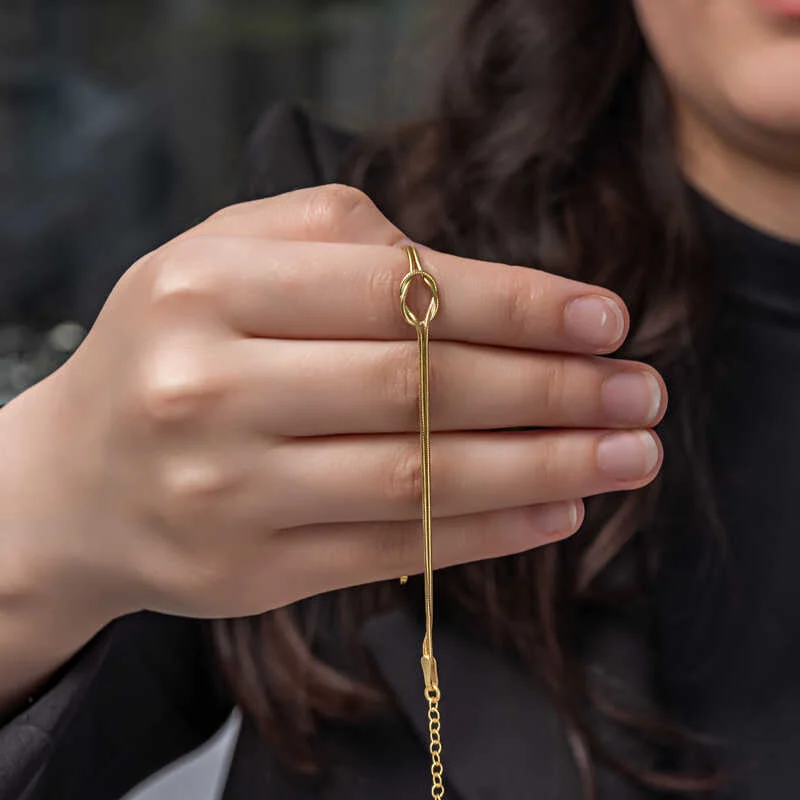 Gümüş Gold Aşk Düğüm Kadın Bileklik - Görsel 2