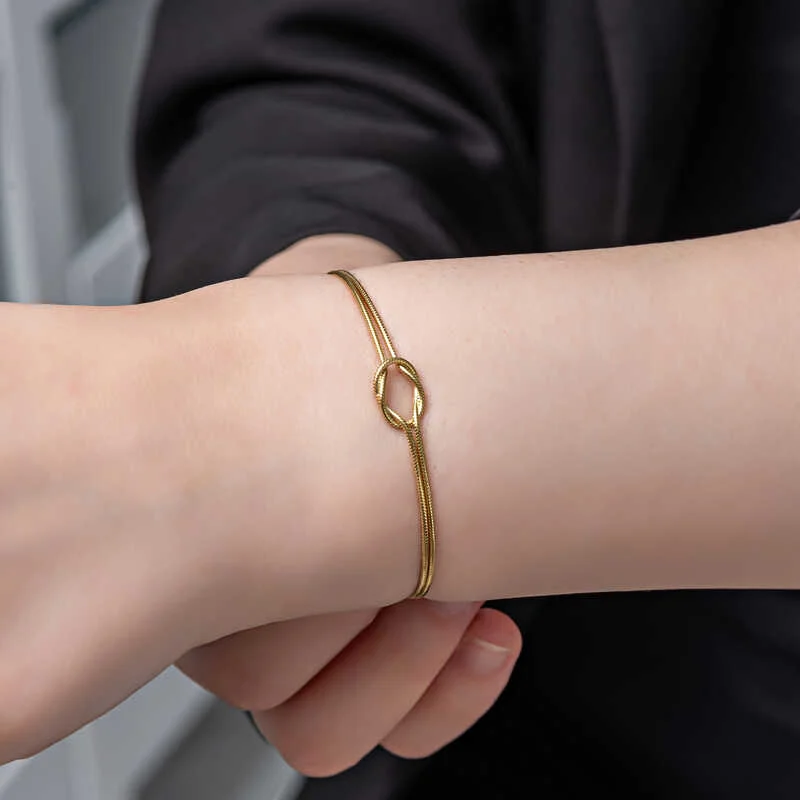 Gümüş Gold Aşk Düğüm Kadın Bileklik - Görsel 3
