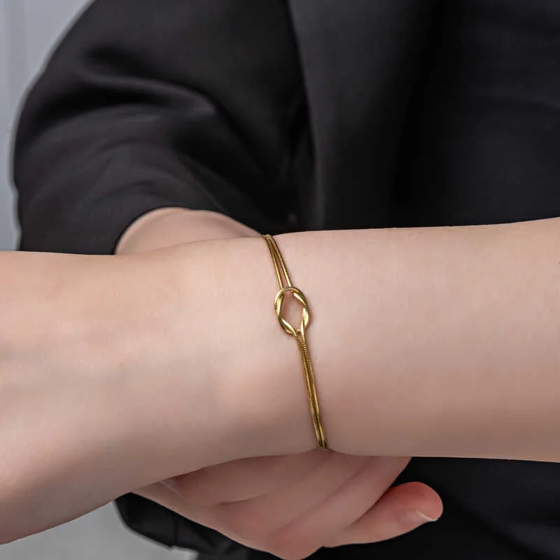 Gümüş Gold Aşk Düğüm Kadın Bileklik - Görsel 4