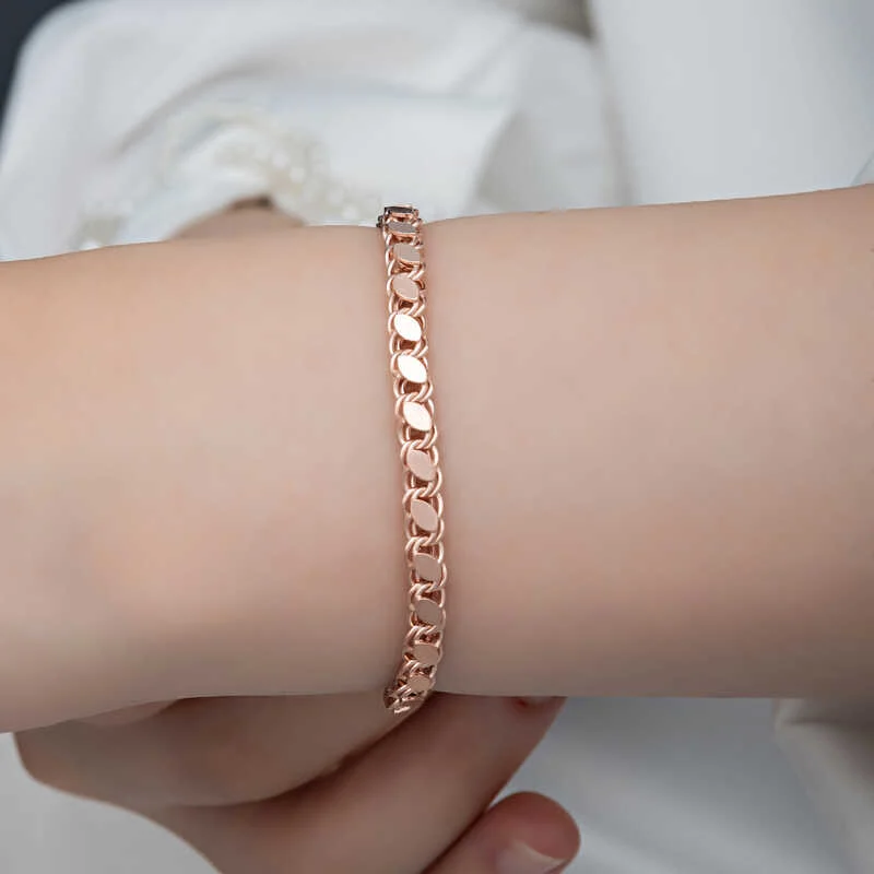 Gümüş Rose Pullu Zincir Kadın Bileklik - Görsel 3