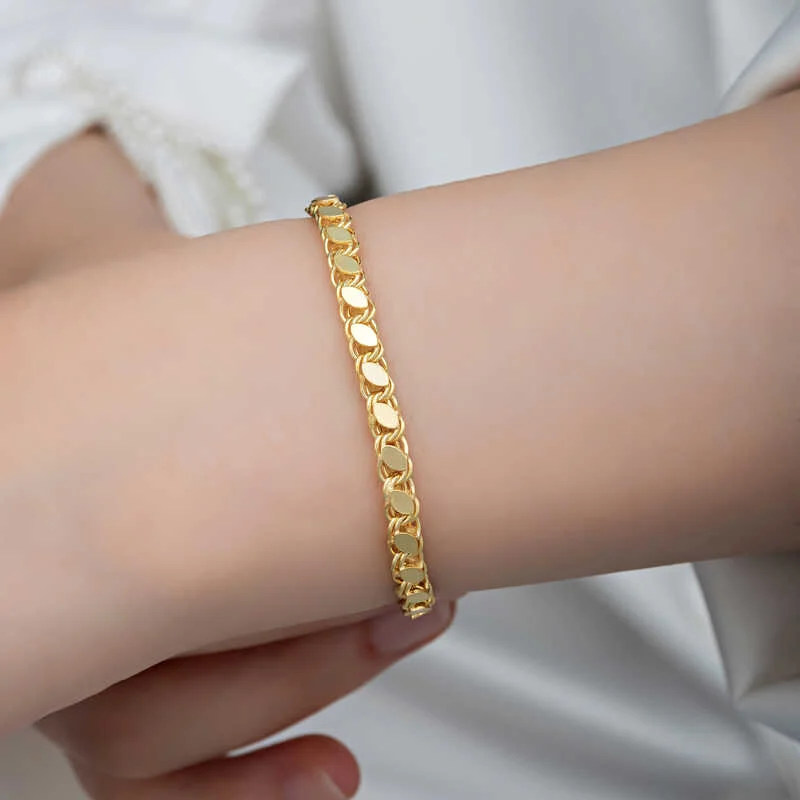 Gümüş Gold Pullu Zincir Kadın Bileklik - Görsel 3