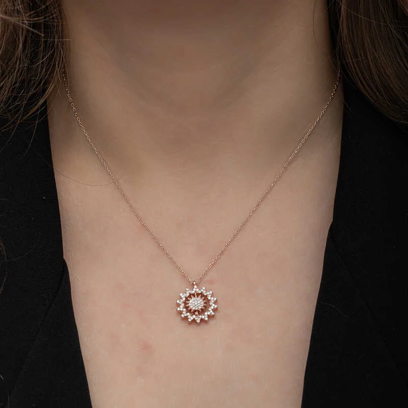 Gümüş Rose Güneş Kadın Kolye - Görsel 3