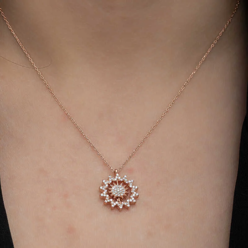 Gümüş Rose Güneş Kadın Kolye - Görsel 5
