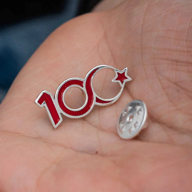 Gümüş Ay Yıldız 100.Yıl Rozet - Görsel 3