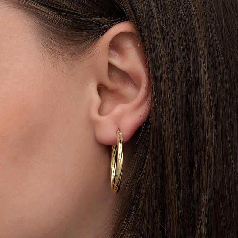 Gümüş Gold 3 mm Burgu Şarnel Küpe - Görsel 2