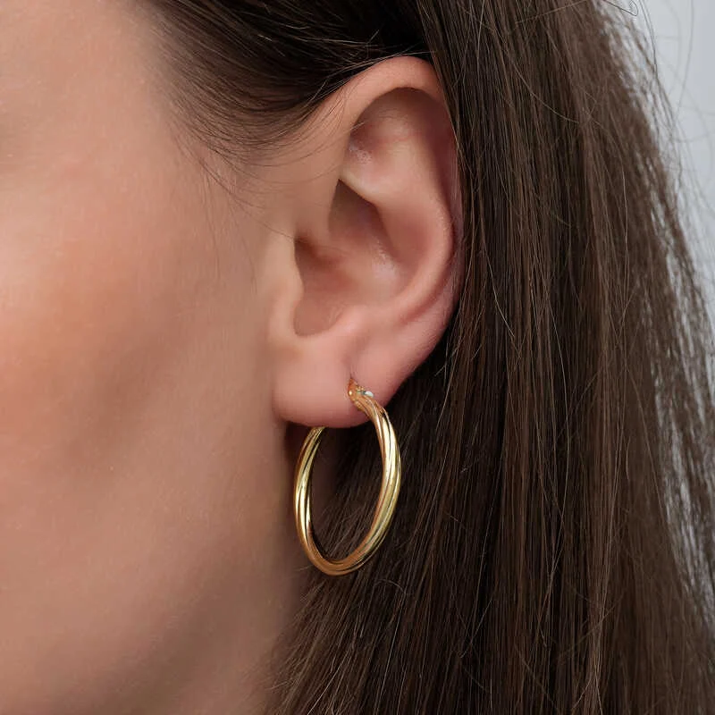 Gümüş Gold 3 mm Burgu Şarnel Küpe - Görsel 3