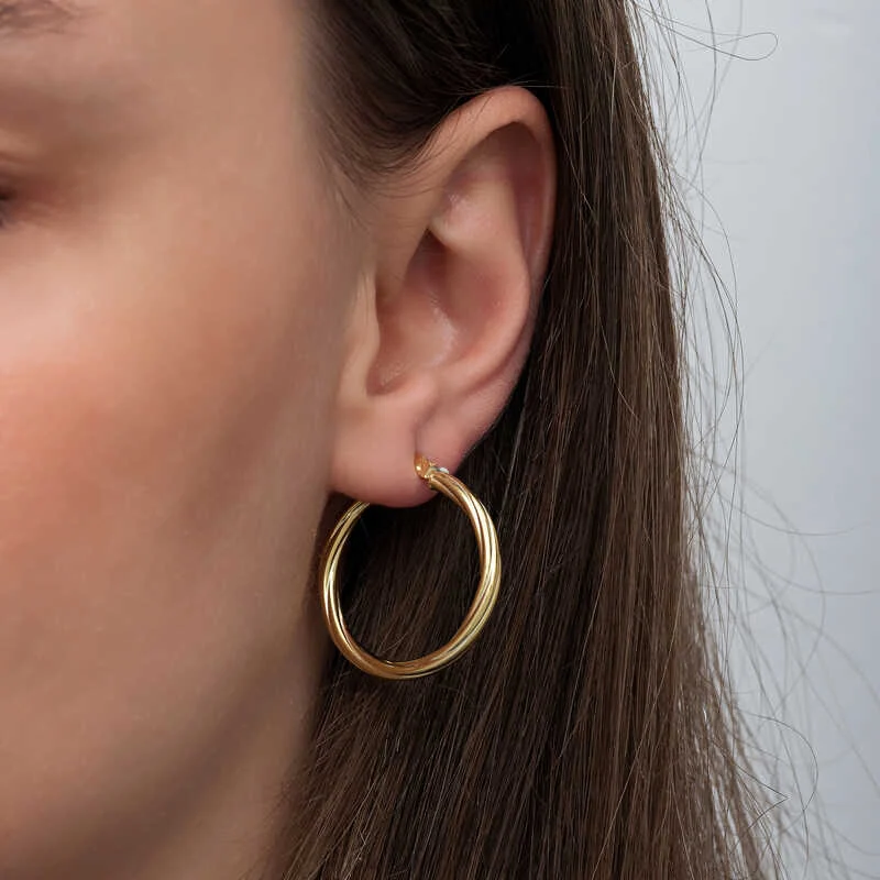 Gümüş Gold 3 mm Burgu Şarnel Küpe - Görsel 4