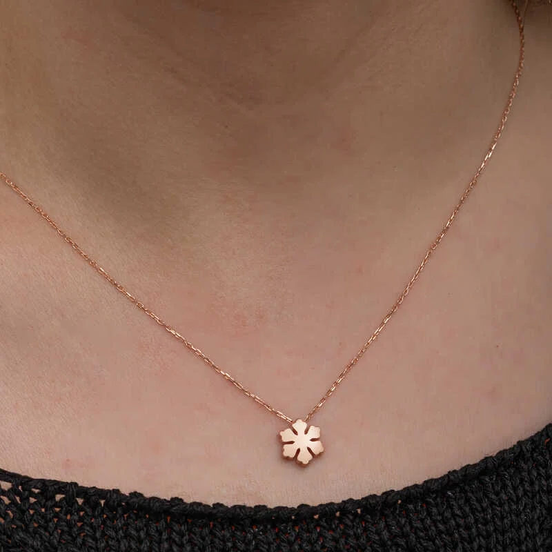 Gümüş Rose Minimal Kar Tanesi Kadın Kolye - Görsel 4