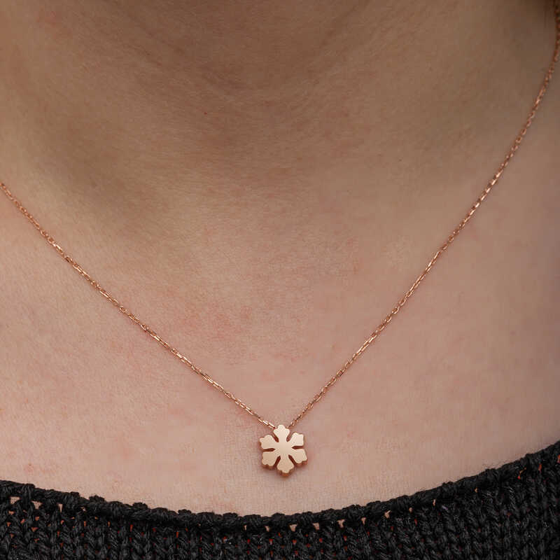 Gümüş Rose Minimal Kar Tanesi Kadın Kolye - Görsel 5