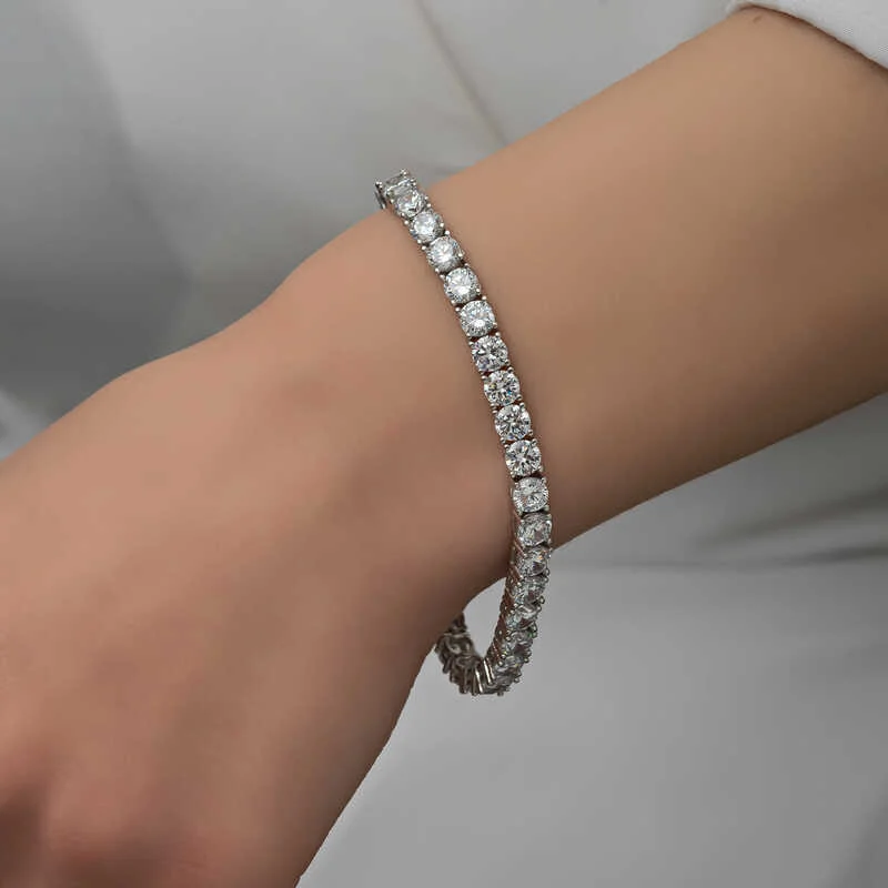 Gümüş 2.5 mm Beyaz Taşlı Su Yolu Kadın Bileklik - Görsel 2