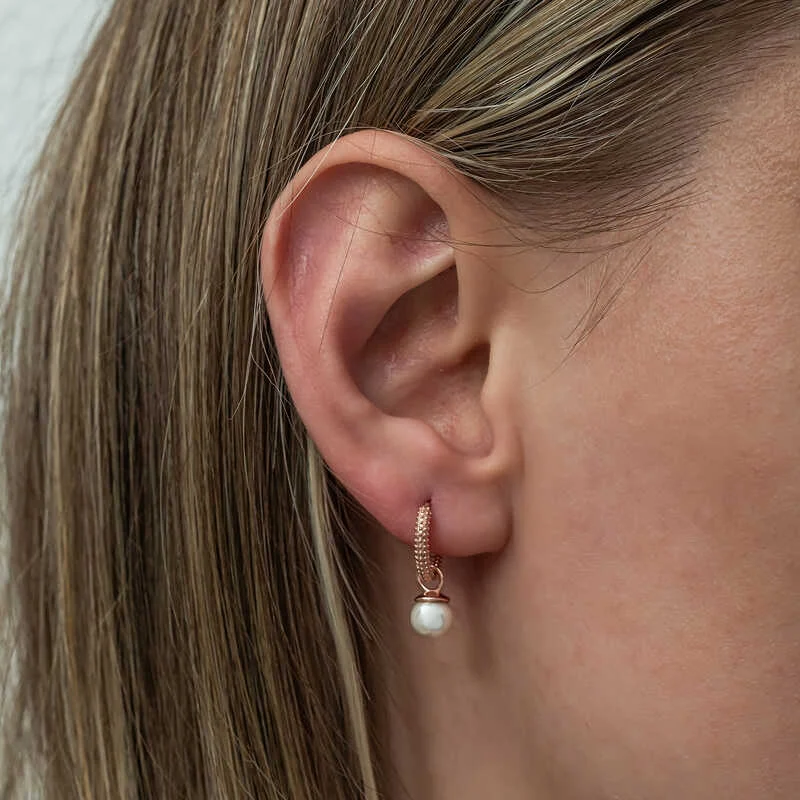 Gümüş Rose İnci Kadın Küpe - Görsel 2
