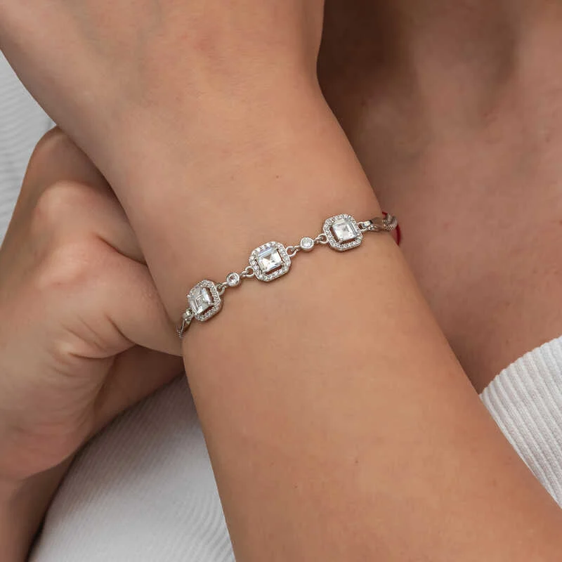 Gümüş Üçlü Kare Kadın Bileklik - Görsel 3