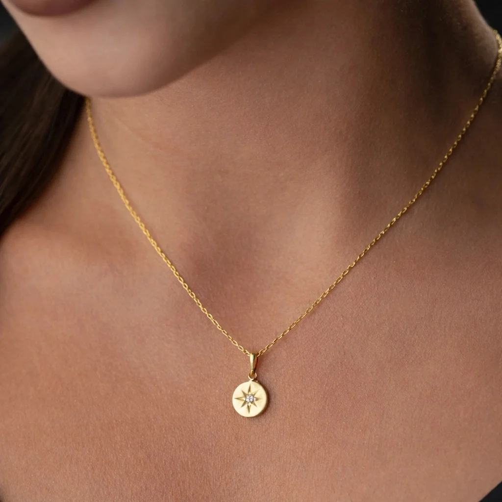 Gümüş Gold Minimal Yıldız Kadın Kolye - Görsel 3