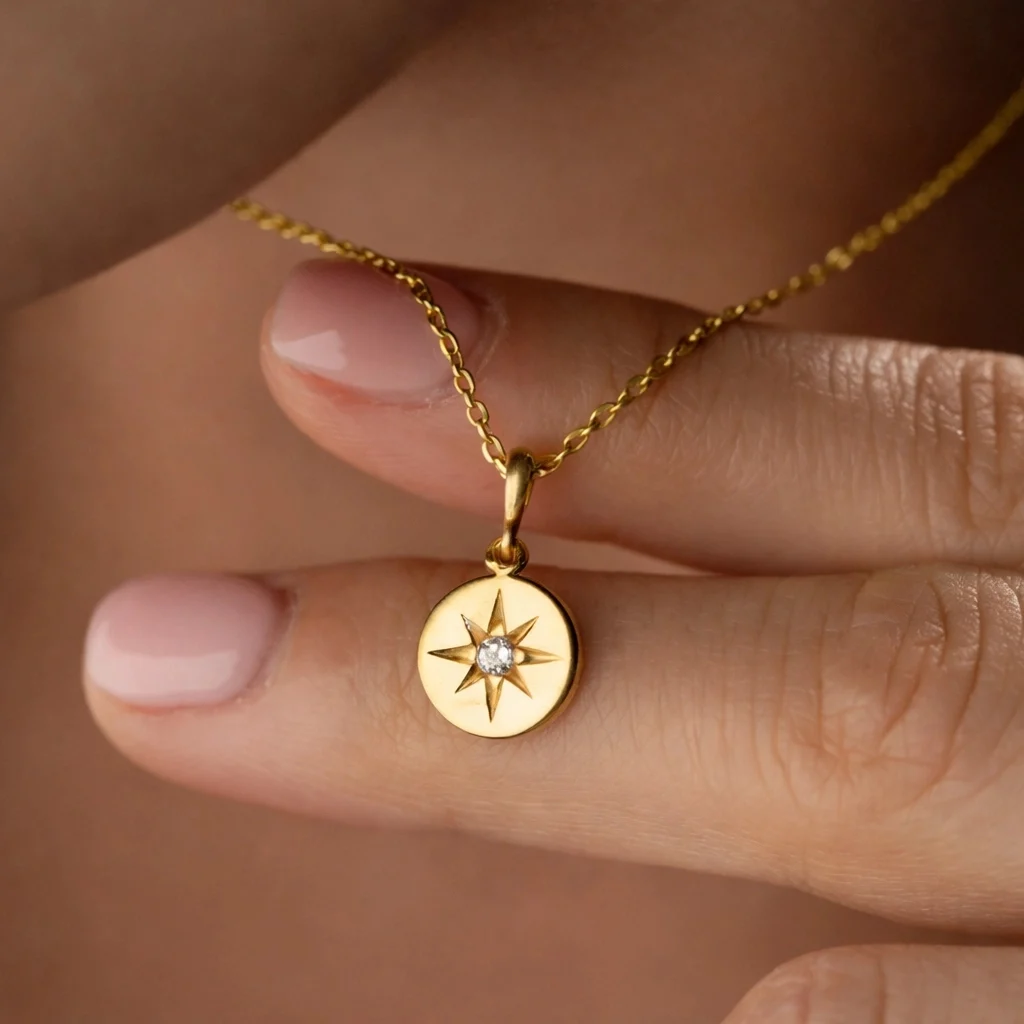 Gümüş Gold Minimal Yıldız Kadın Kolye - Görsel 4
