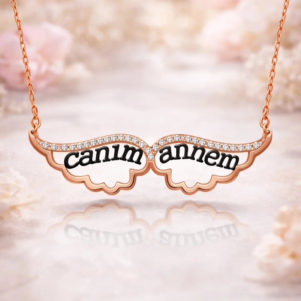 Gümüş Melek Canım Annem Bayan Kolye - Görsel 2