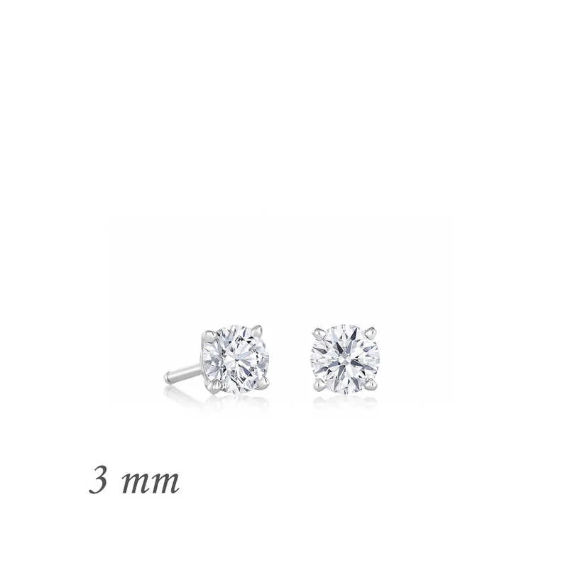 Gümüş Yuvarlak Tek Taş Zirkon Küpe - 3 mm - Görsel 2