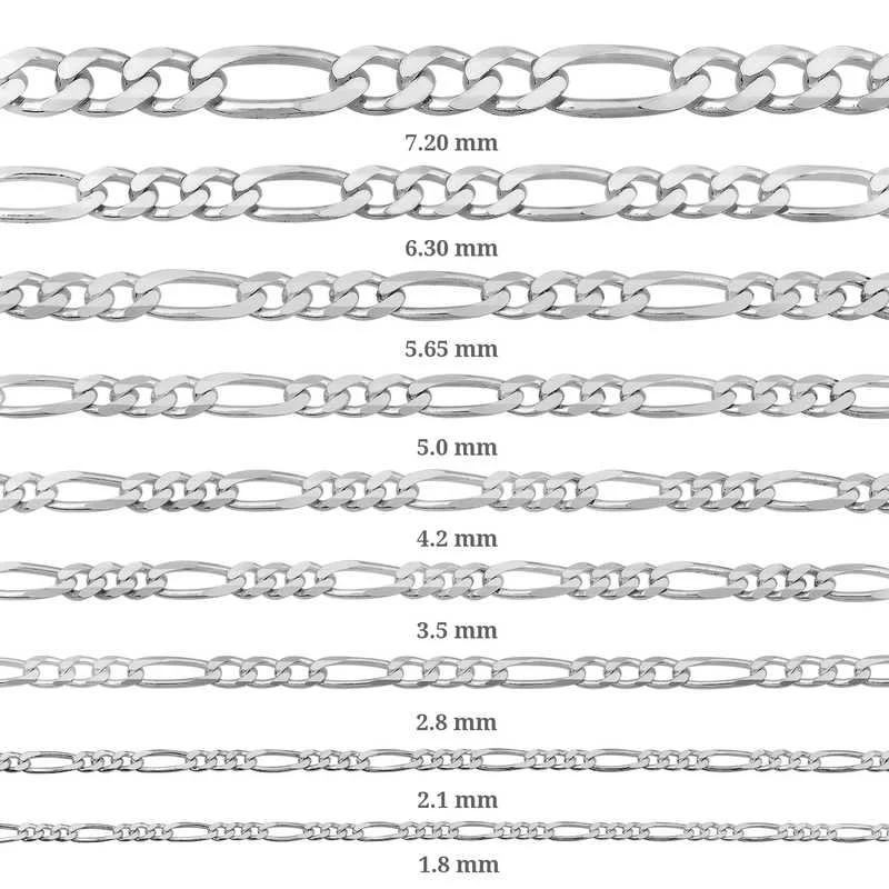 2.10 mm Gümüş Figaro Zincir - 0.60 mikron - Görsel 2