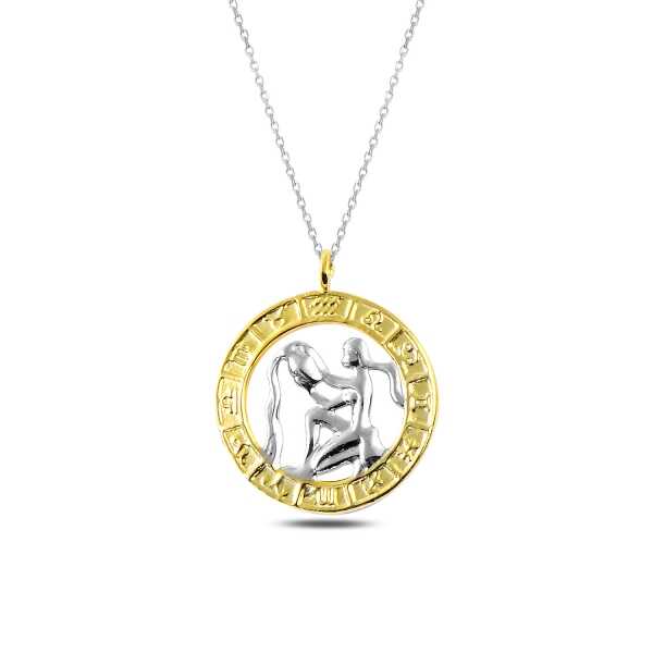 Gümüş Gold Kova Burcu Kolye