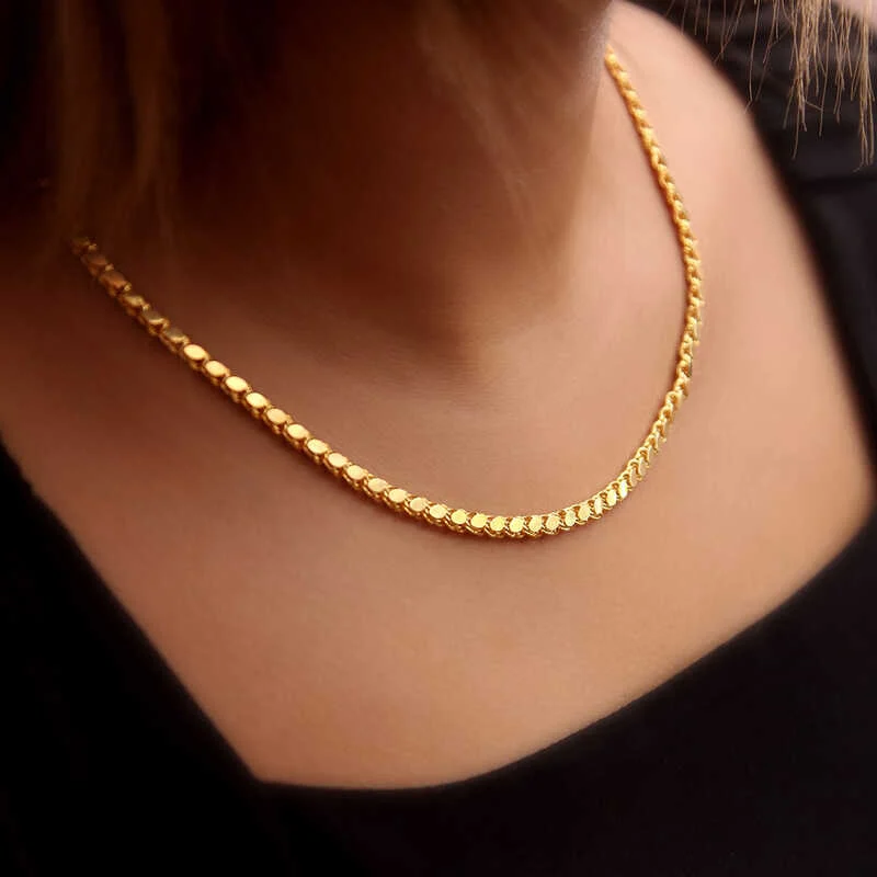 Gümüş Gold Pullu Arpa Zincir - Görsel 3