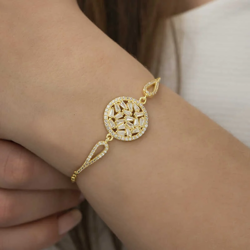 Gümüş Gold Baget Taşlı Bileklik - Görsel 2