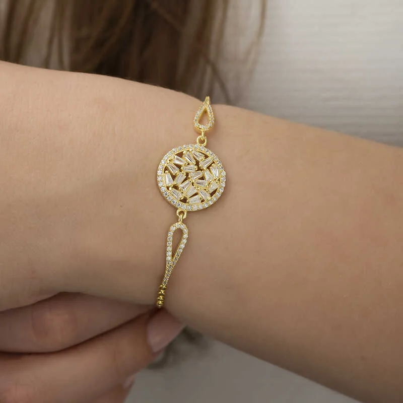 Gümüş Gold Baget Taşlı Bileklik - Görsel 3