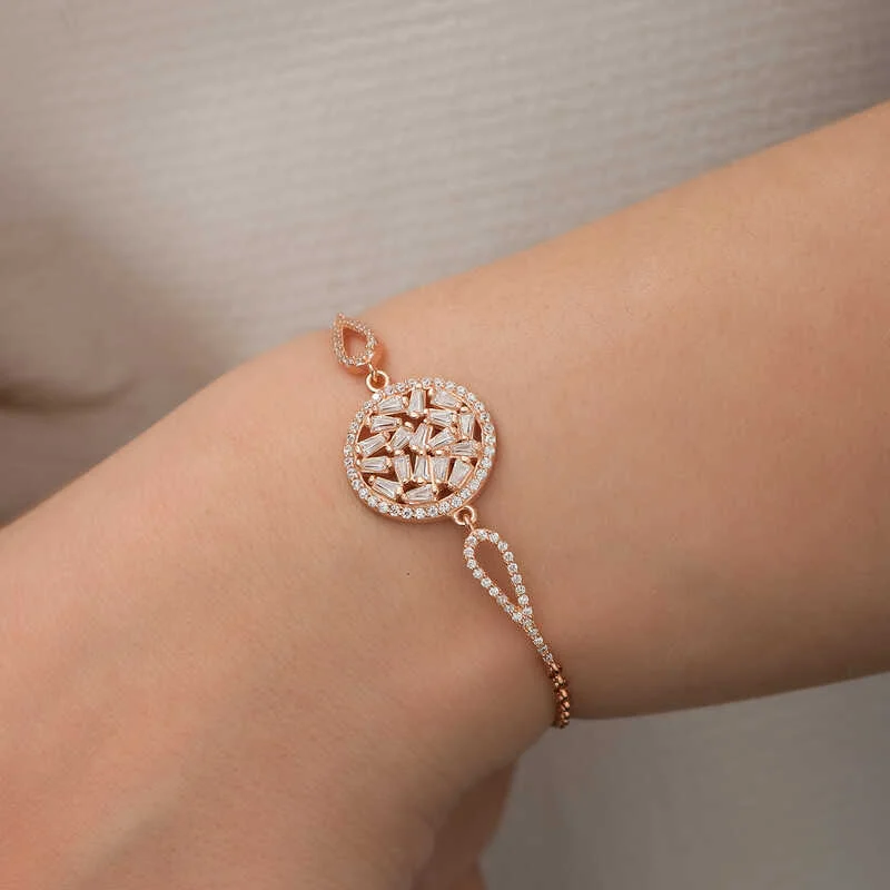 Gümüş Rose Baget Taşlı Bileklik - Görsel 3