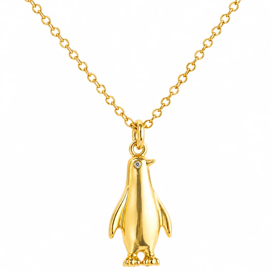 Gümüş Gold Penguen Kadın Kolye
