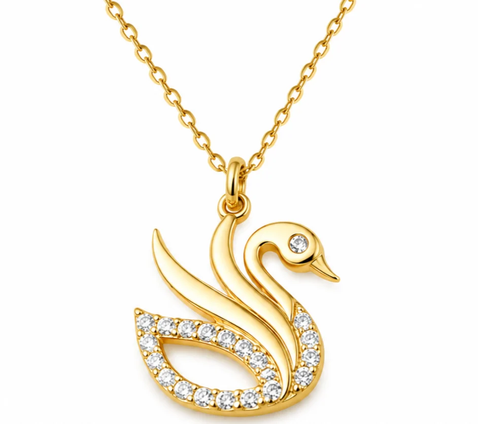 Gümüş Gold Zarif Kuğu Kadın Kolye