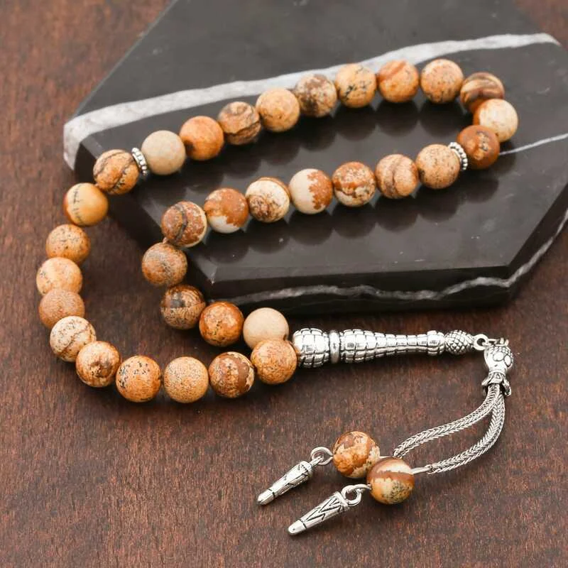 Doğaltaş Metal Püsküllü Jasper Taşı Tesbih - Görsel 2
