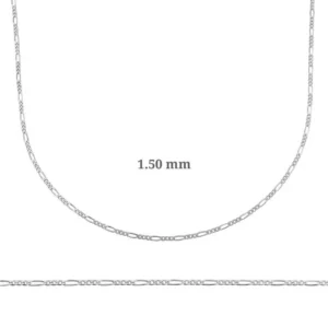1.50 mm Gümüş Figaro Zincir – 0.40 mikron