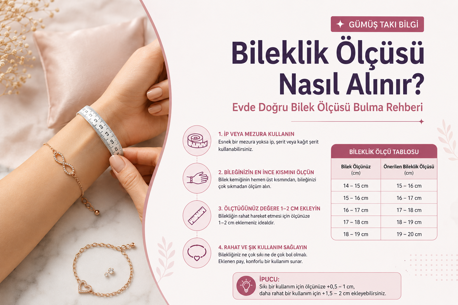 Bileklik Ölçüsü Nasıl Alınır? Evde Doğru Bilek Ölçüsü Bulma Rehberi