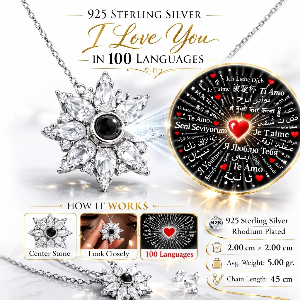 Gümüş 100 Dilde Seni Seviyorum Lotus Kadın Kolye 3 Gümüş 100 Dilde Seni Seviyorum Lotus Kadın Kolye