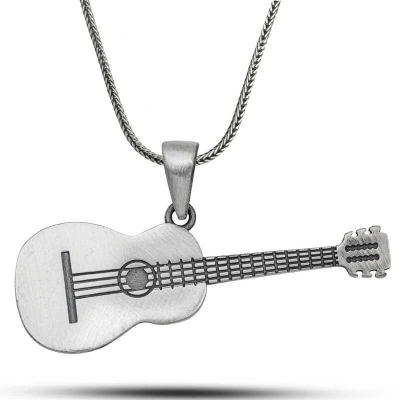 Gümüş Gitar Kolye 1 Gümüş Gitar Kolye