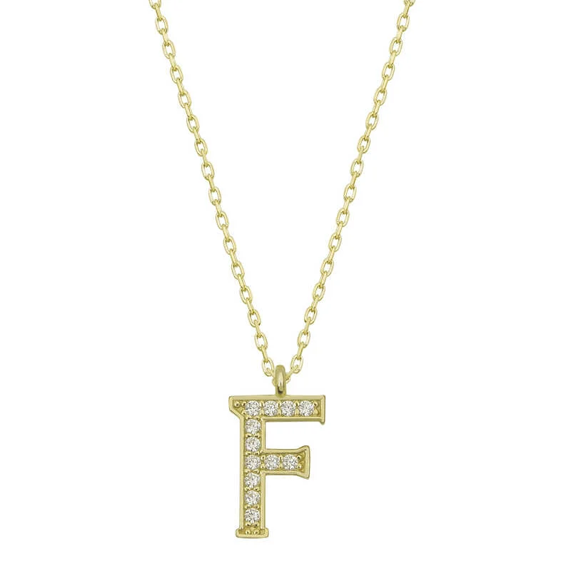 Gümüş Gold F Harfi Kadın Kolye 1 Gümüş Gold F Harfi Kadın Kolye