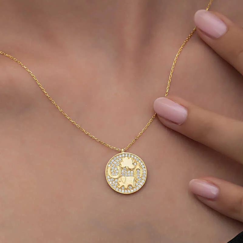 Gümüş Gold Fil Motifli Şans Kadın Kolye 4 Gümüş Gold Fil Motifli Şans Kadın Kolye
