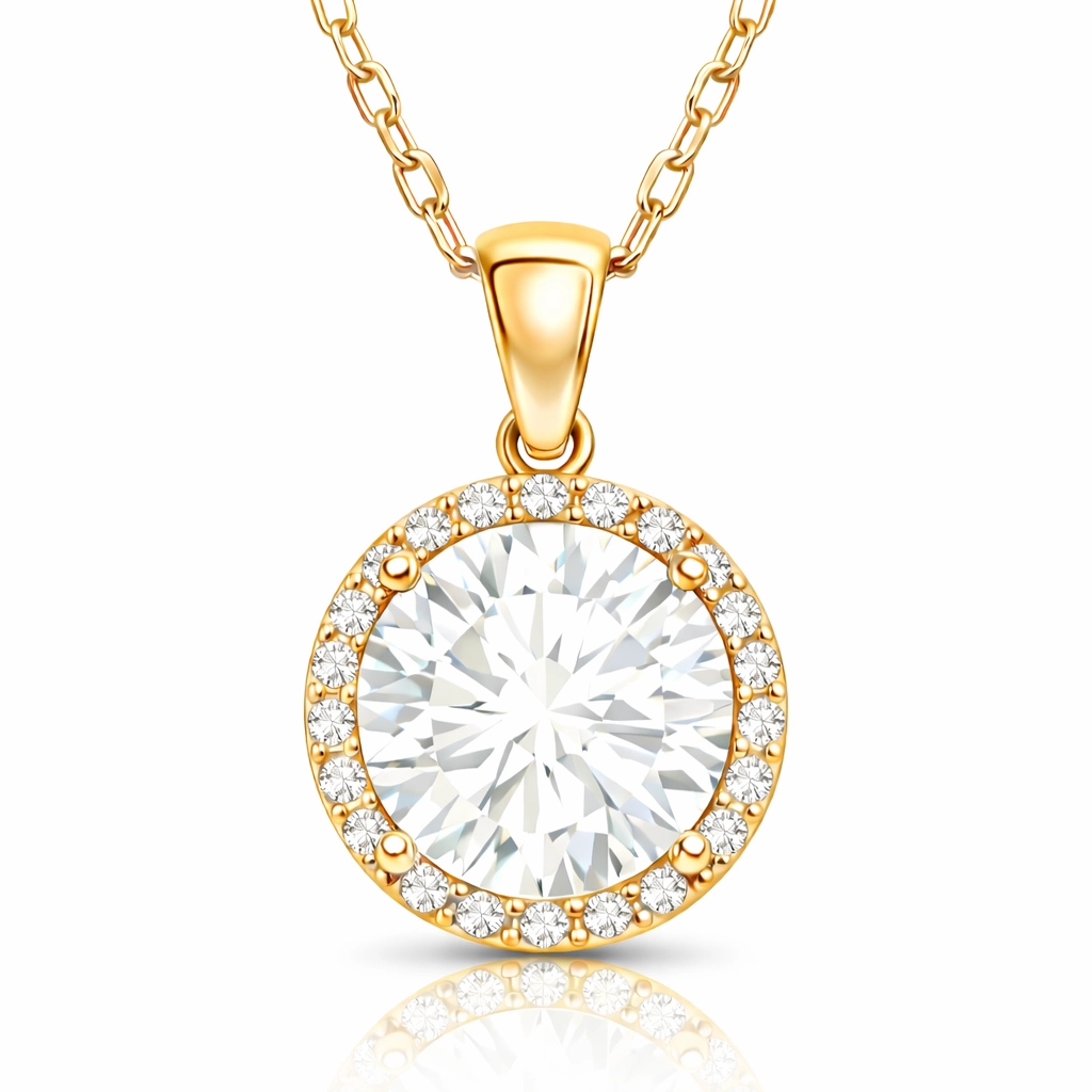 Gümüş Gold Yuvarlak Montür Kadın Kolye 1 Gümüş Gold Yuvarlak Montür Kadın Kolye
