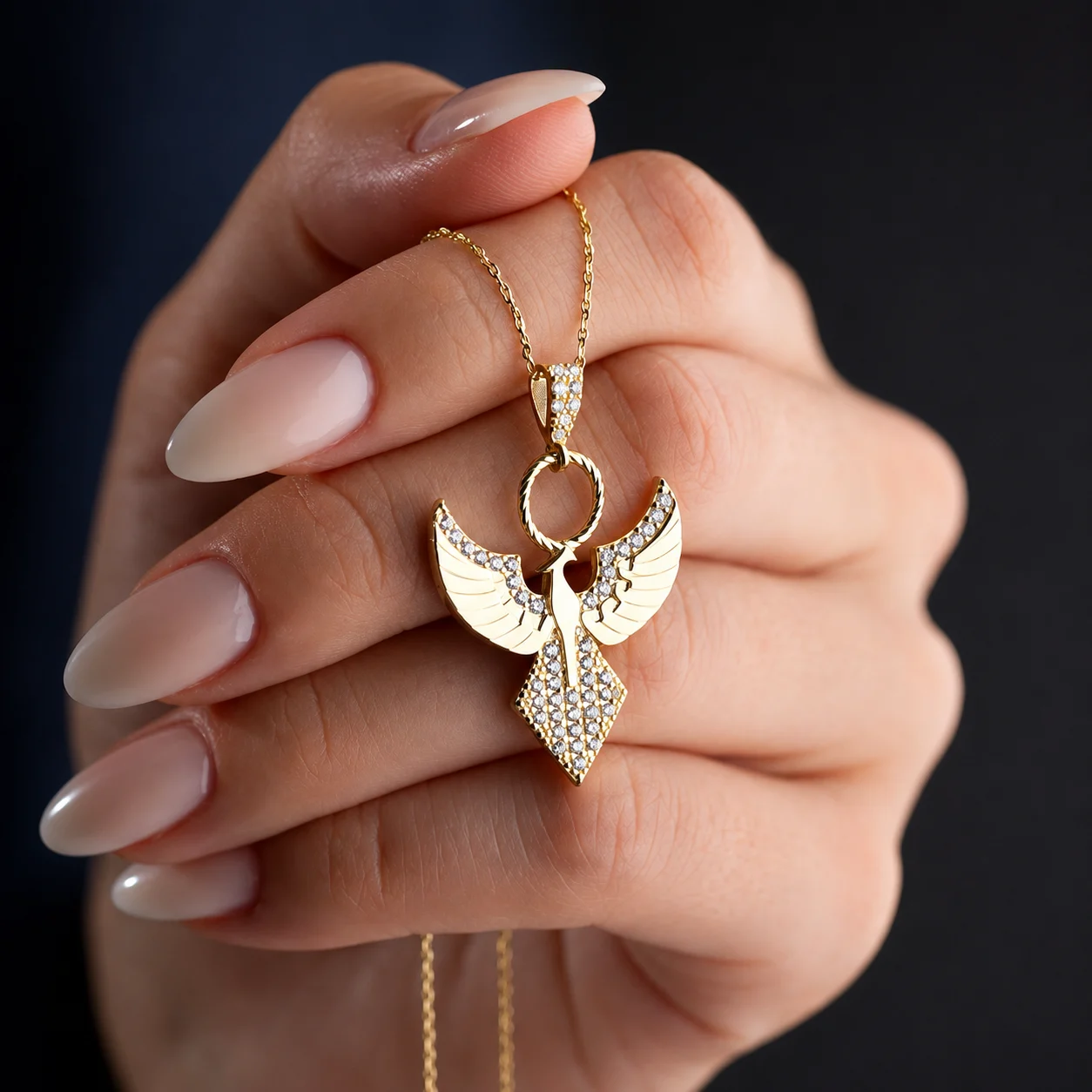 Gümüş Gold Zirkon Taşlı Anka Kuşu Kadın Kolye 3 Gümüş Gold Zirkon Taşlı Anka Kuşu Kadın Kolye