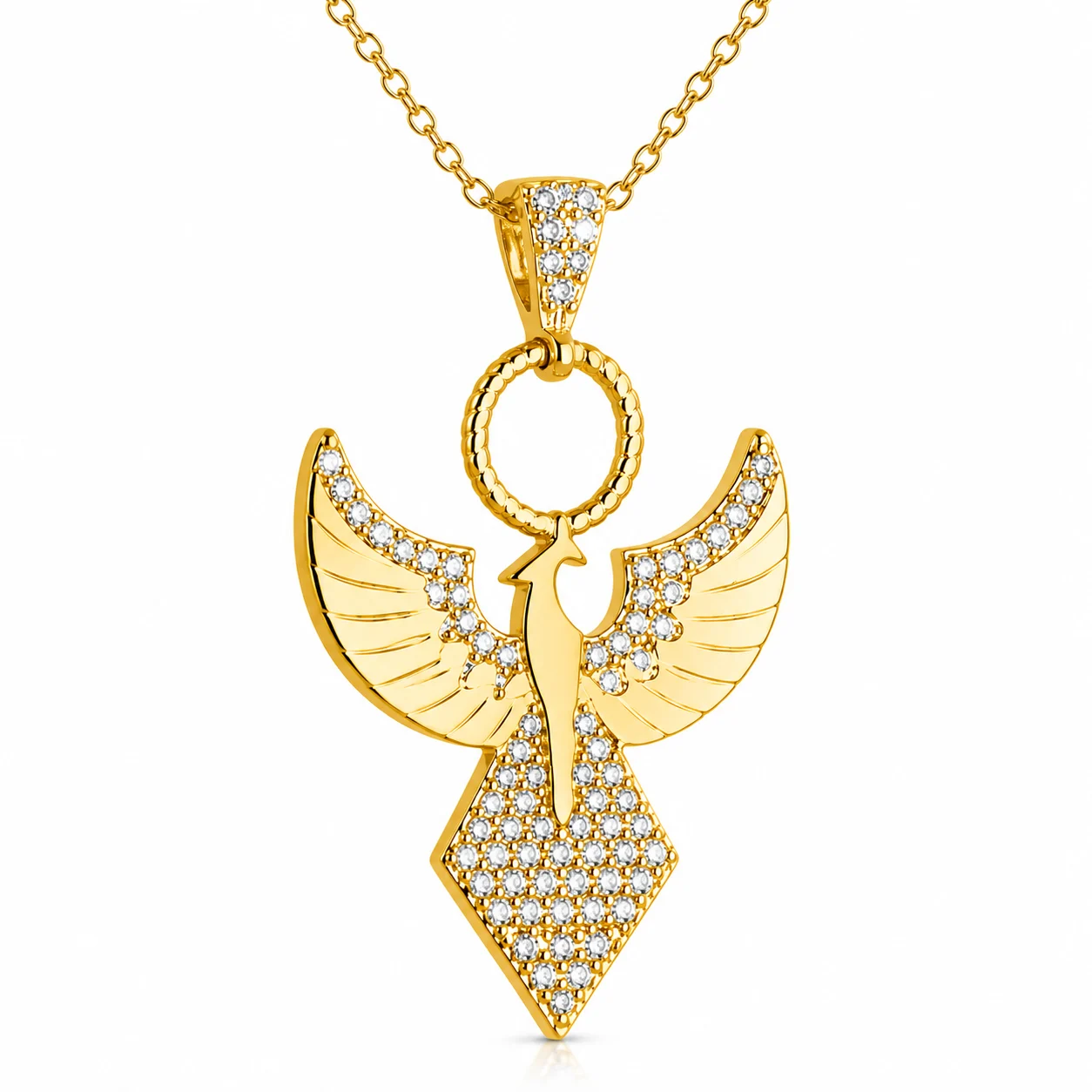 Gümüş Gold Zirkon Taşlı Anka Kuşu Kadın Kolye 1 Gümüş Gold Zirkon Taşlı Anka Kuşu Kadın Kolye