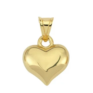 Gümüş Küçük 3 Boyutlu Gold Kalp Kadın Kolye Ucu