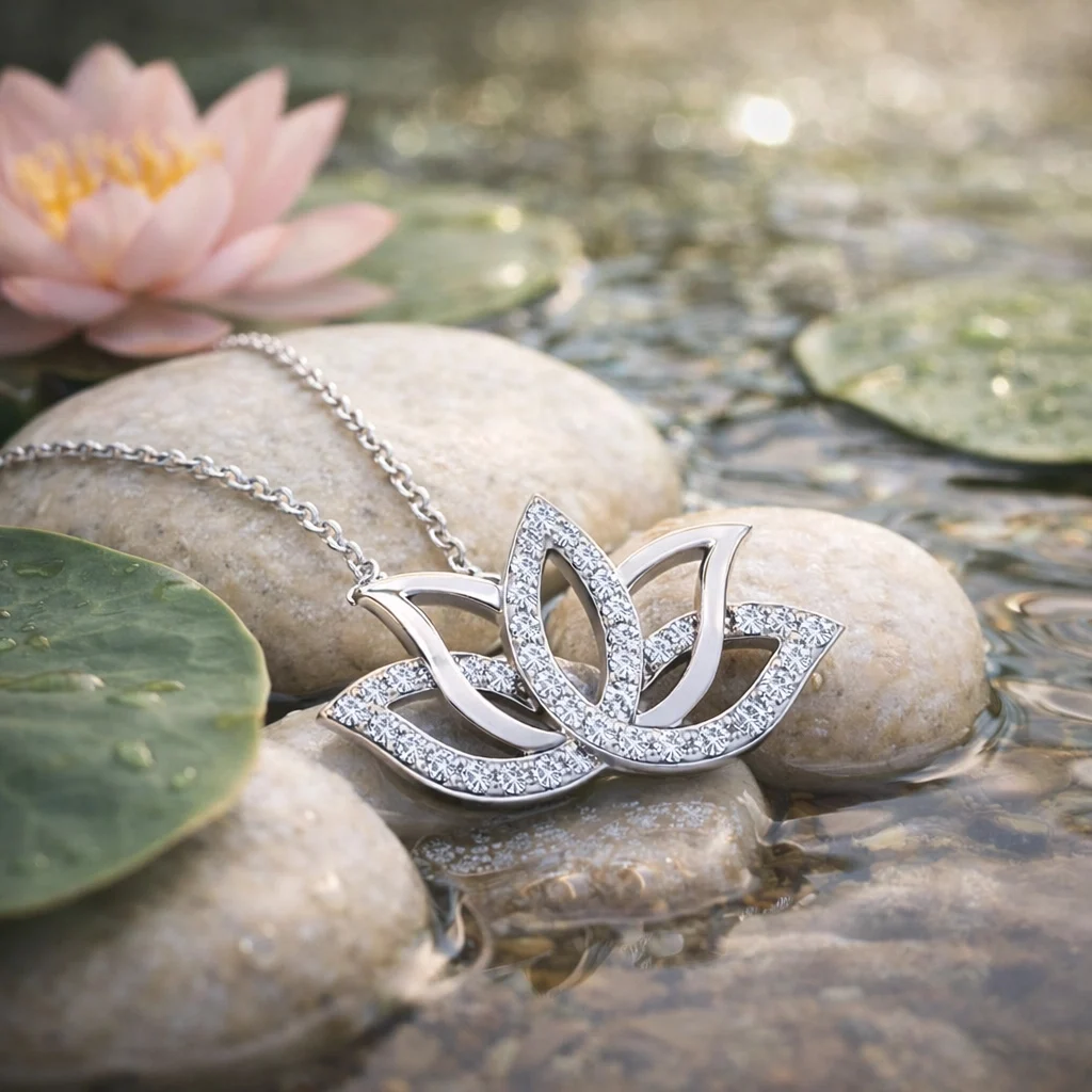 Gümüş Lotus Çiçeği Kolye 2 Gümüş Lotus Çiçeği Kolye