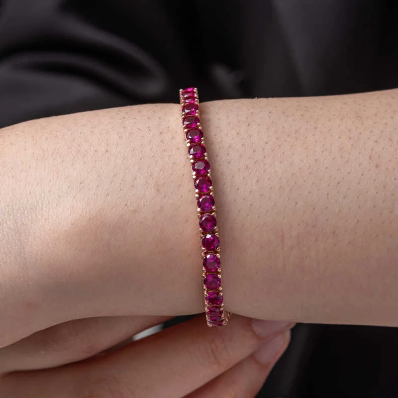 Gümüş Pembe Taşlı Su Yolu Kadın Bileklik 4 Gümüş Pembe Taşlı Su Yolu Kadın Bileklik