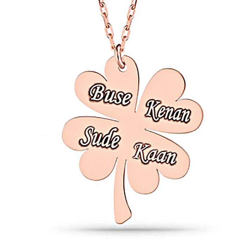 Gümüş Rose Dört Yaprak İsimli Yonca Bayan kolye 1 Gümüş Rose Dört Yaprak İsimli Yonca Bayan kolye