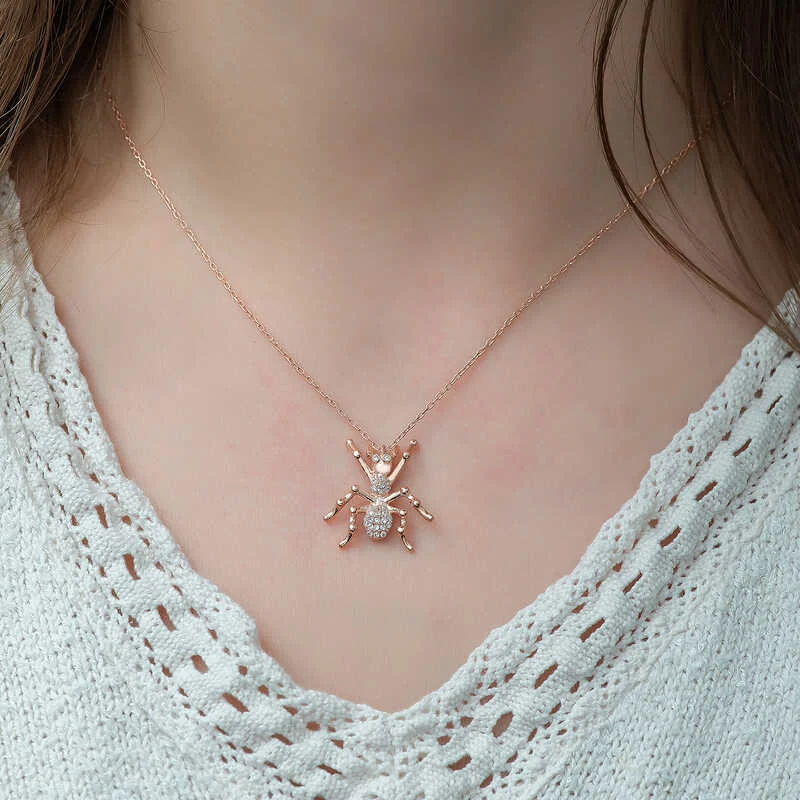 Gümüş Rose Örümcek Bayan Kolye 2 Gümüş Rose Örümcek Bayan Kolye
