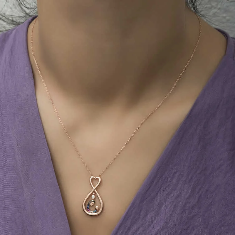 Gümüş Rose Sonsuz Kalpli Anne Çocuk Kolyesi 5 Gümüş Rose Sonsuz Kalpli Anne Çocuk Kolyesi