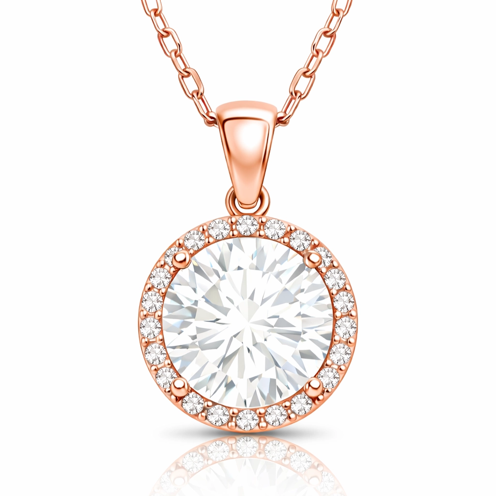 Gümüş Rose Yuvarlak Montür Kadın Kolye 1 Gümüş Rose Yuvarlak Montür Kadın Kolye
