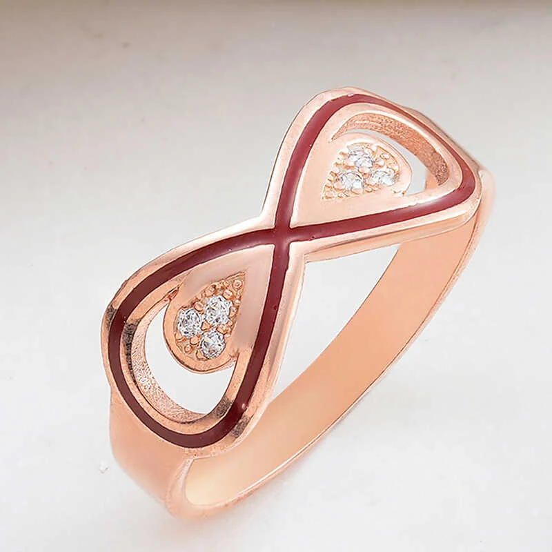 Gümüş Rose Zirkon Taşlı Sonsuzluk Kadın Yüzük 1 Gümüş Rose Zirkon Taşlı Sonsuzluk Kadın Yüzük