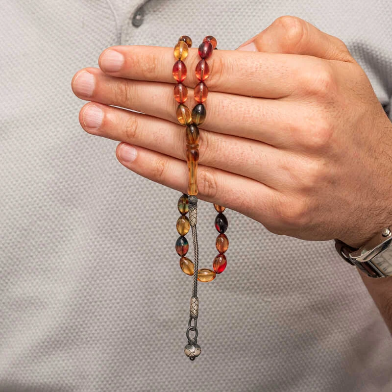 Gümüş Top Kazaz Püsküllü Sıkma Kehribar Tesbih 2 Gümüş Top Kazaz Püsküllü Sıkma Kehribar Tesbih