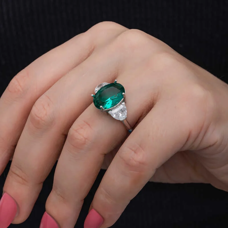 Gümüş Yeşil Renk Paraiba Taşlı Kadın Yüzük 2 Gümüş Yeşil Renk Paraiba Taşlı Kadın Yüzük