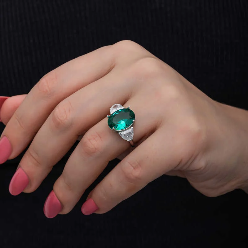 Gümüş Yeşil Renk Paraiba Taşlı Kadın Yüzük 5 Gümüş Yeşil Renk Paraiba Taşlı Kadın Yüzük