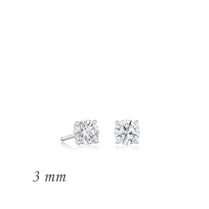 Gümüş Yuvarlak Tek Taş Zirkon Küpe – 3 mm